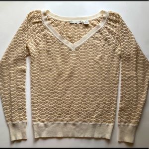 Autumn Cashmere V-neck Pullover with Gold Lurex